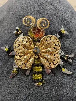 Liztech Butterfly Bug Brooch Pin Signed Mixed Metal Layered 1996 RARE