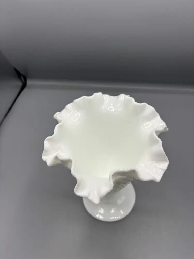 Vintage Fenton hobnail milk glass vase