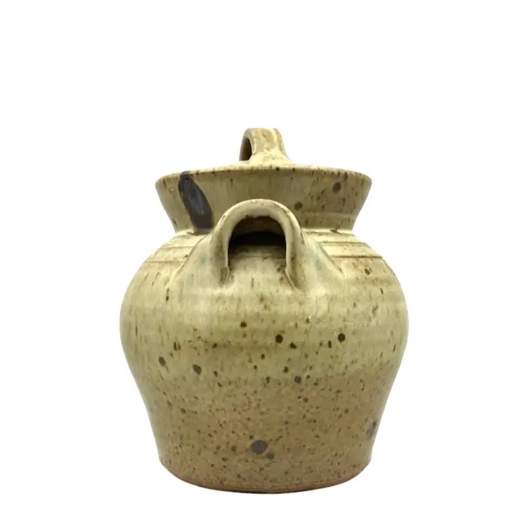 Pottery Jar Canister 
Bean Pot 
Signed