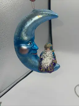 David Strand Mister Moonbeam Ornament Hand Blown Glass 5” With Tag