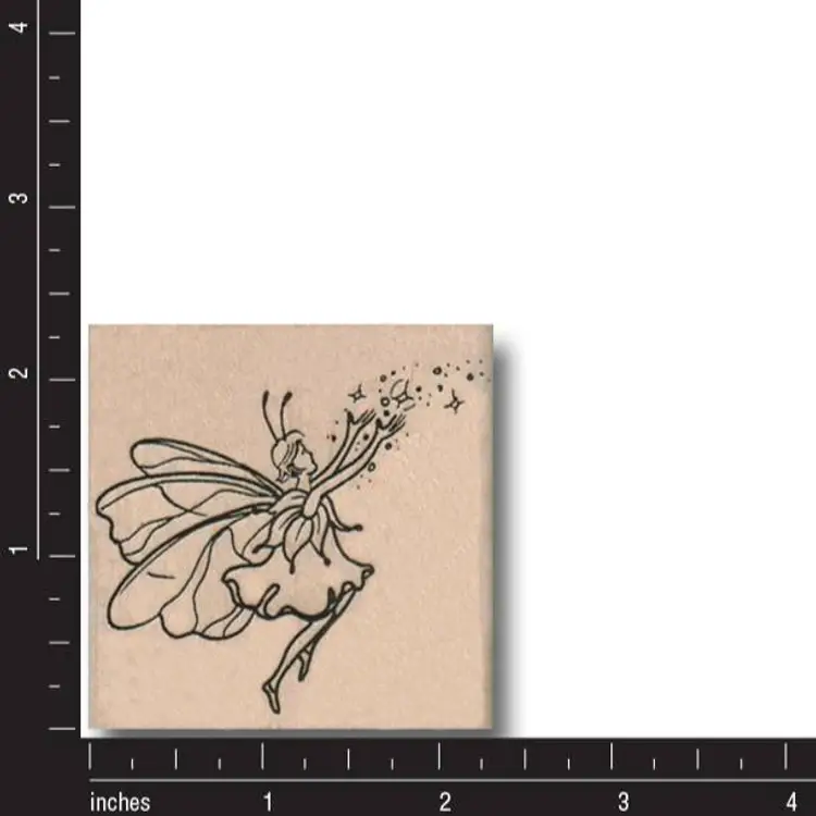 Fairy Sprinkling Fairy Dust Rubber Stamp - Girl With Butterfly Wings