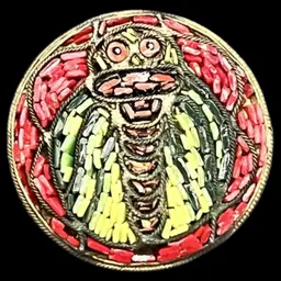 Antique Micro Mosaic Beetle Bug Brooch 1.25”