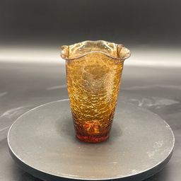 Amber Small Crackle Glass Vase