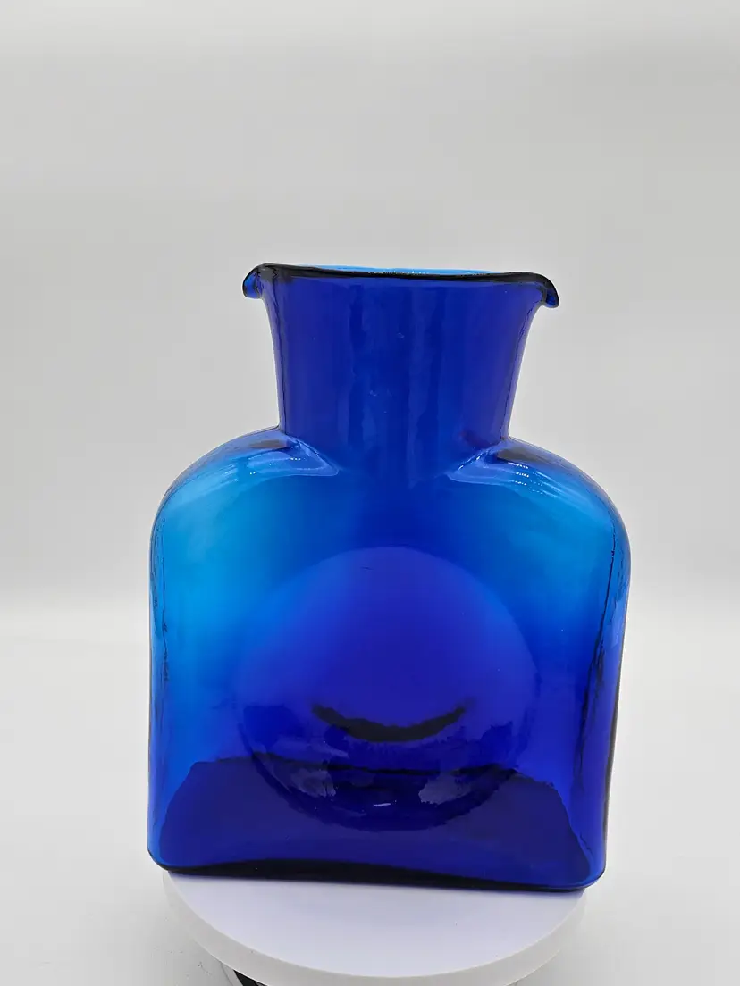 Vintage Blenko 384 Cobalt Blue Double Spout Water Bottle-Small Bubbles See Pics