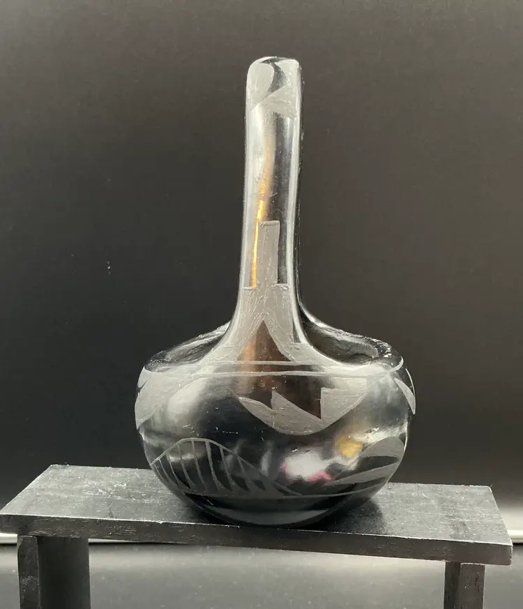 Santa Clara style Blackwear Pottery water serpent design Southwest