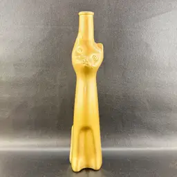 German Happy Cat Moselland Rheinhessen Riesling Wine Bottle Gold EMPTY