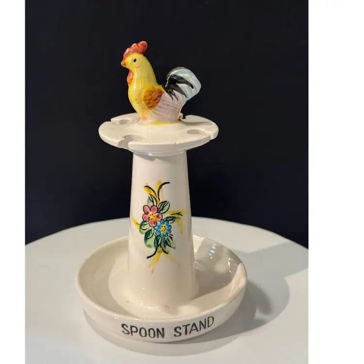 1950s Ceramic Rooster Spoon Stand