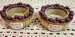NWT Yankee Candle Bushels of Black Cherries Tea Light Candle Holders w/ Inserts