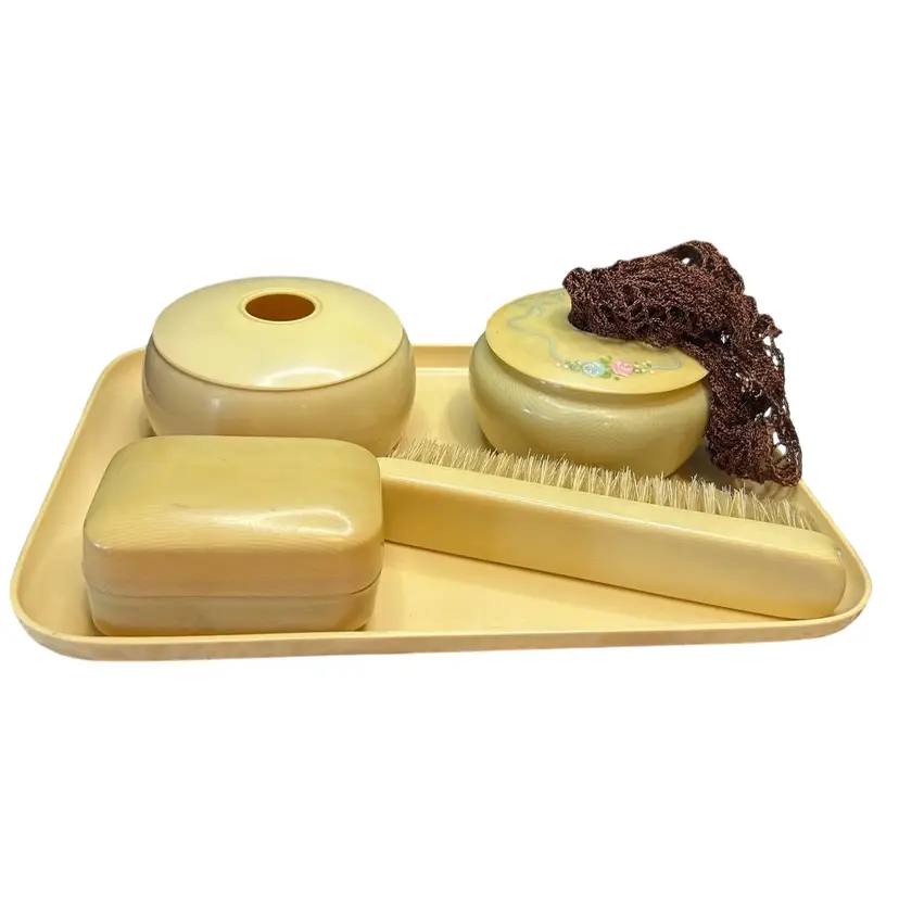 Set Of 5 Piece Celluloid Vanity Set