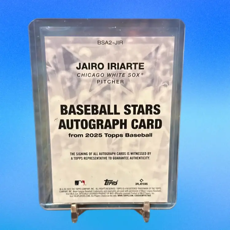 Jairo Iriarte 2025 Topps Series 2 Baseball Stars Blue Auto 044/150 Chicago White Sox