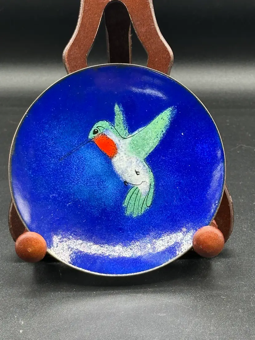 Norman Brumm Hummingbird Enamel Blue Small Copper Plate