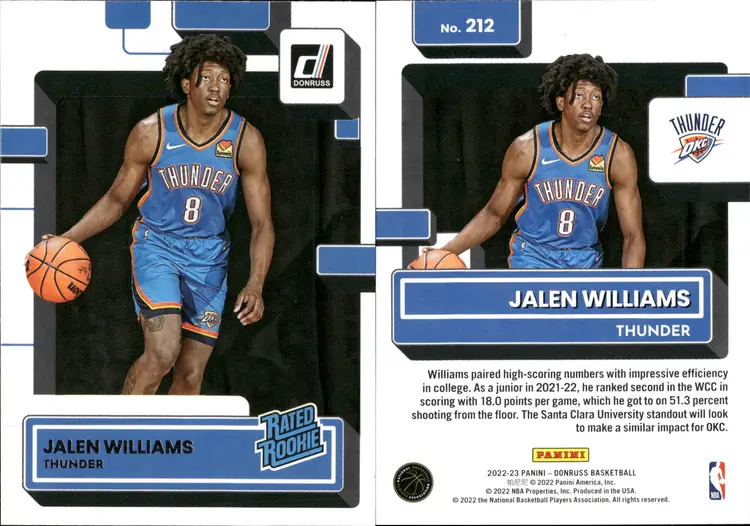 Jalen Williams Rookie Lot of 15 Basketball Cards OKC NBA-CC30