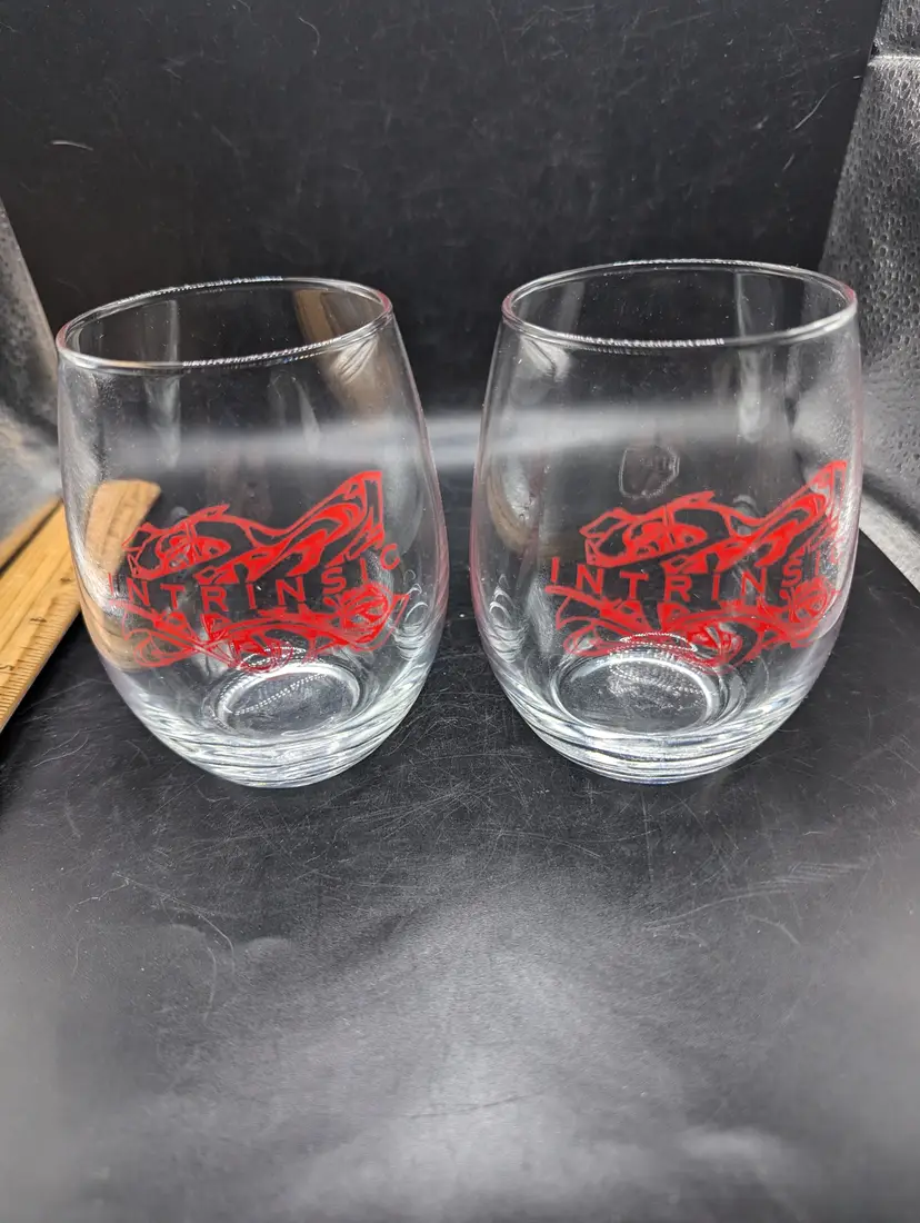 Intrinsic Red Logo 2 Piece Limited Edition Stemless Wine Glasses