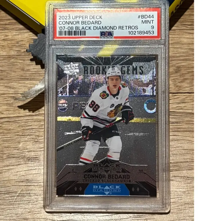 Connor Bedard 2023 UD RC PSA 9 (07-08 Black Diamond Retro)