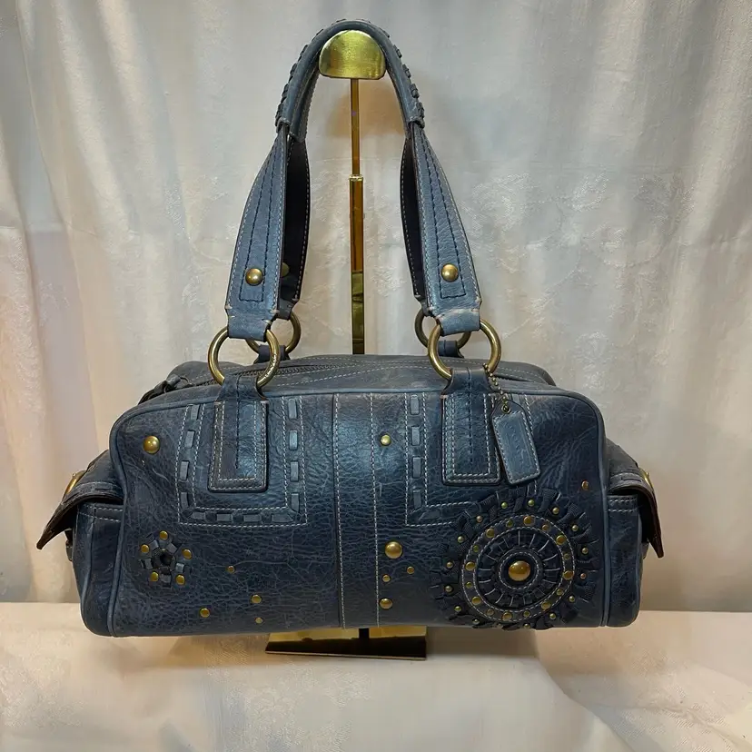 Vintage Y2K Coach Rare Limited Edition Soho Mia Ink Blue Denim Tote Satchel 2006