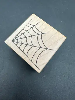 Halloween Cobweb Wooden Art Stamp 3.5” Sq