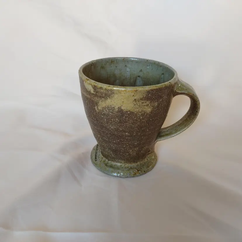 Bowness Studio Pottery Stoneware Brown Green Speckled Glazed Coffee 12oz Mug Cup