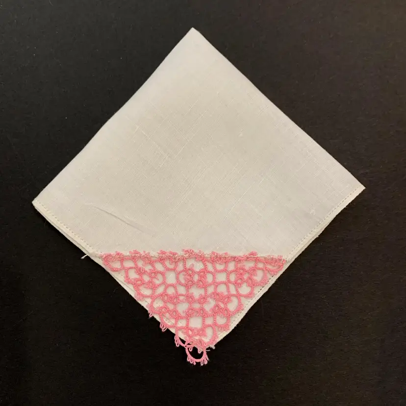 Hand Tatted Linen Bridesmaid Handkerchief Wedding Cottage Core Granny Vintage