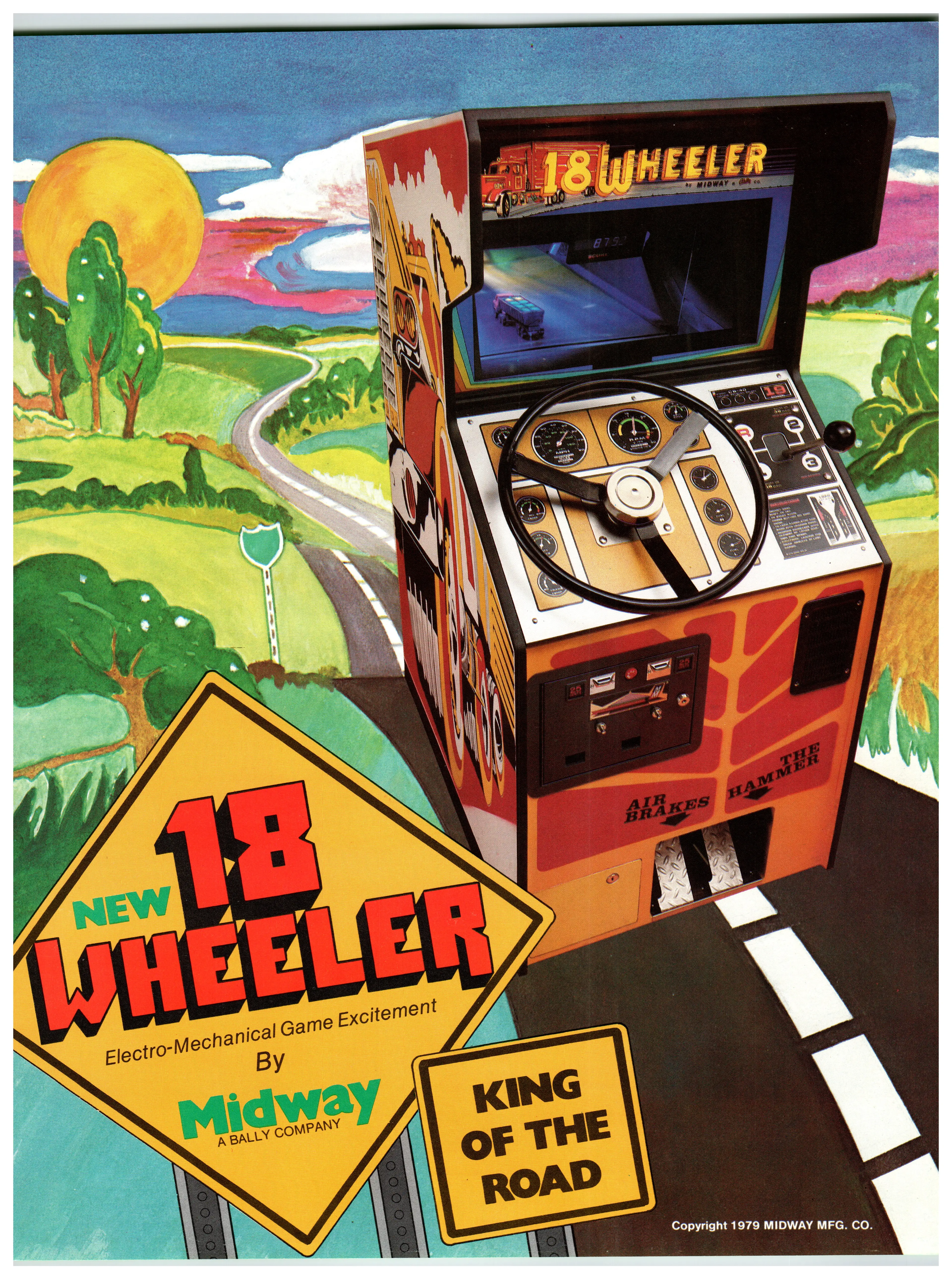 Vintage Midway 18 Wheeler Arcade Game Advertisement Flyer 1979