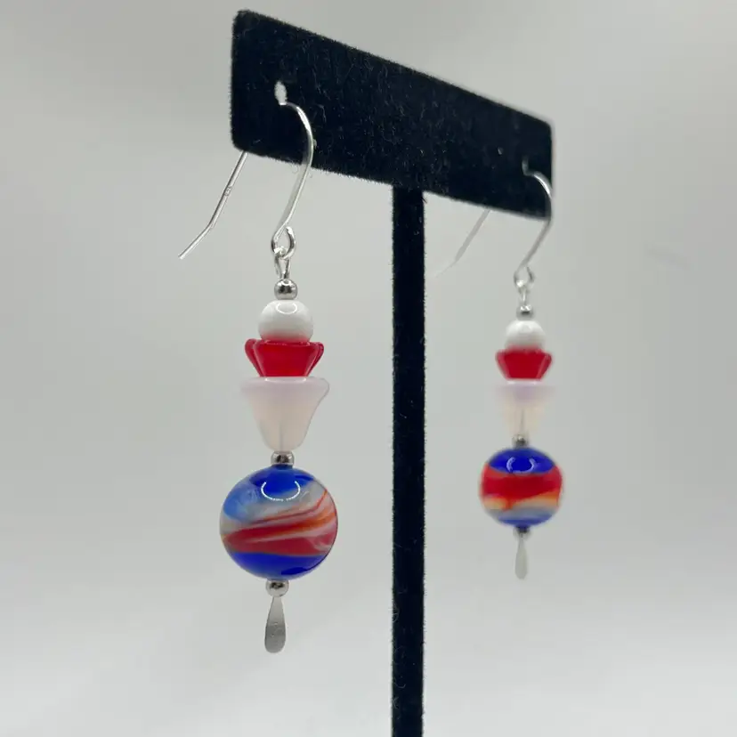 #117 "Artemis II" Series - Handmade by Me -- Vintage Lampwork Earrings