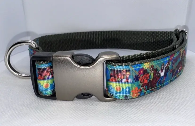 Dog Collar Heavy Duty Handmade Scooby Doo & Friends W/Buckle NEW