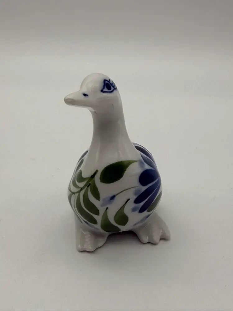 Dansk International Designs Ceramic Sage Song Duck Figurine Blue & Green Floral