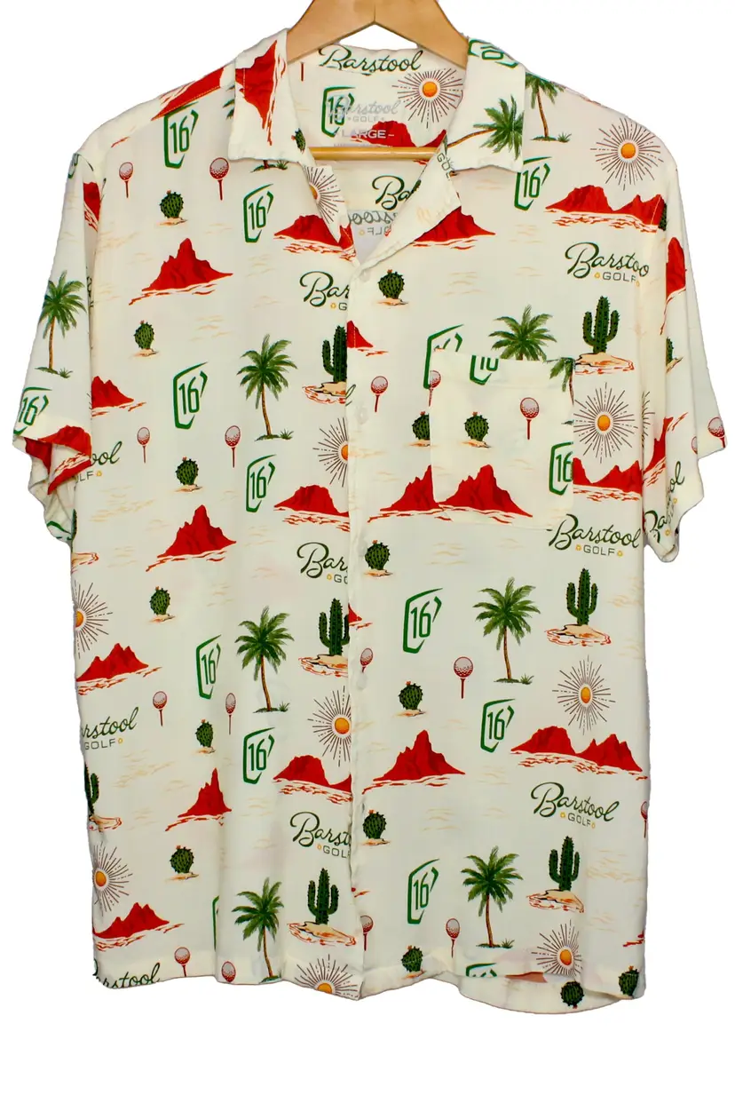 Barstool Golf Waste Management 16 Men’s All Print Short Sleeve Shirt Size L (Pre-Owned)