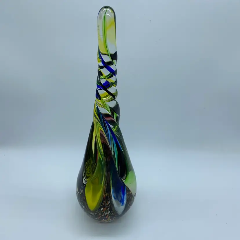 #0006 Tall Multi Colour Art Glass PaperWeight With Deep Embossed Swirls And Pockets 11.5 Inch