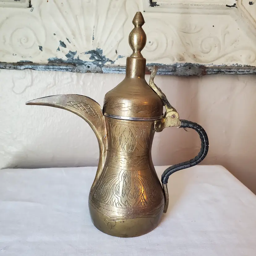 Dallah Coffee Tea Pot Middle Eastern Brass