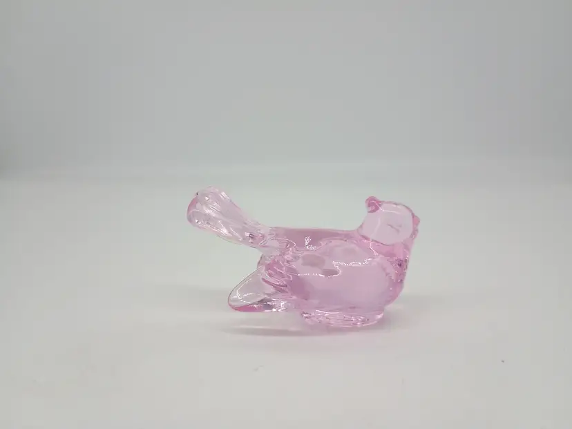 Vintage Mosser Small Pale Pink Art Glass Bird Figurine Paperweight #173