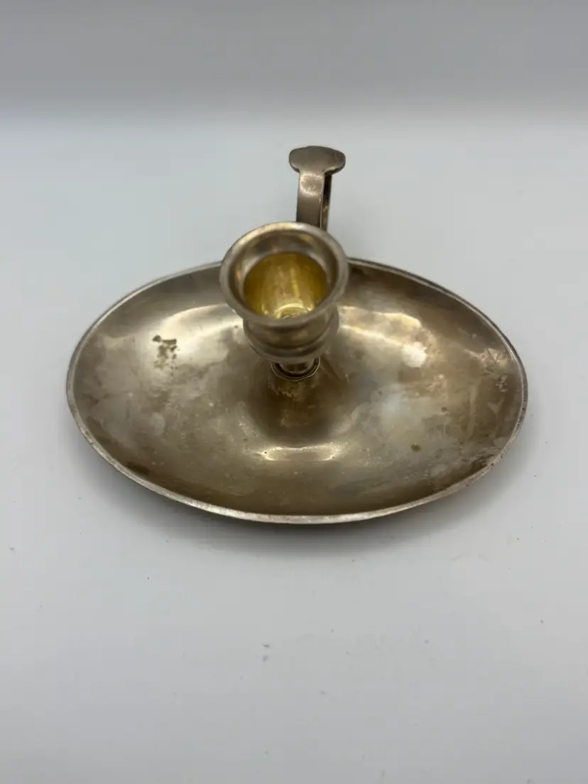 Silver Tone Brass Chamber Candle Holder 6” X 4” X 3” Made In India