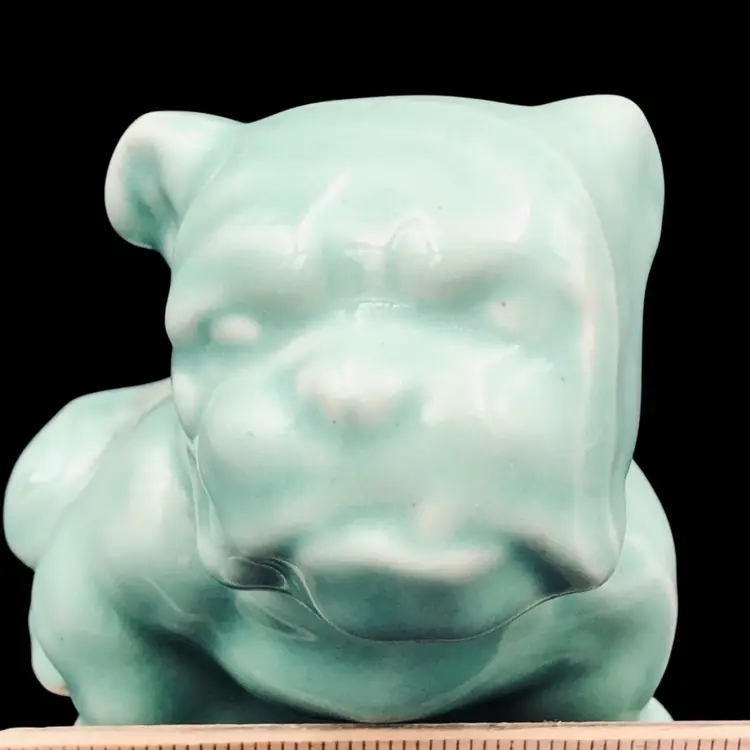 Green Small Morton Pottery English Bulldog