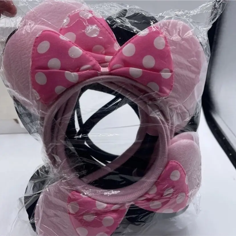 Disney Mickey and Minnie Mouse Pink And Black Fabric Ears Headband 18 total NEW