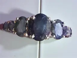 Sterling Silver Natural Sapphire & Tanzanite Ring Size 7.75