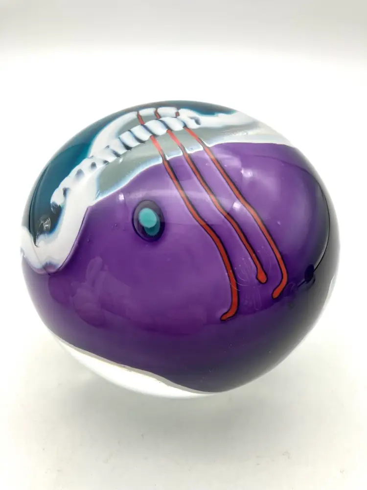 BIN - As Is. Vintage James R Wilbat Large Shard Paperweight 3.5” Magnum Turquoise Purple