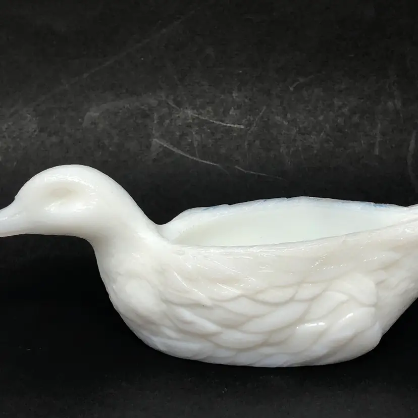 Westmoreland White Milk Glass Duck Open Salt Cellar