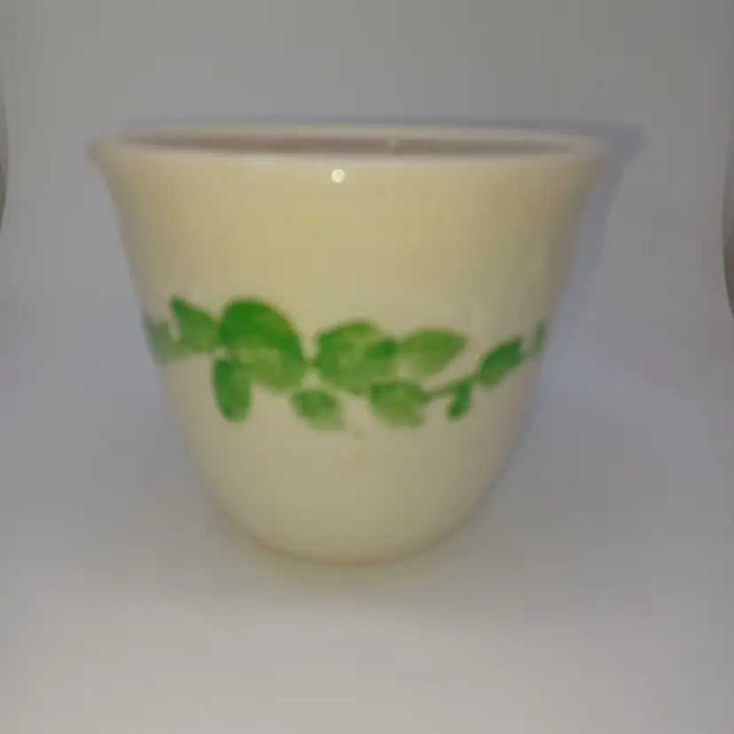 Vtg 1935 HLC896 HOMER LAUGHLIN HLC OVEN SERVE BEAN POT Green Embossed Flowers