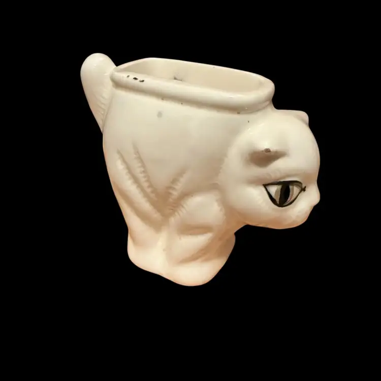 Vintage Ceramic Cat Matchstick Holder Planter