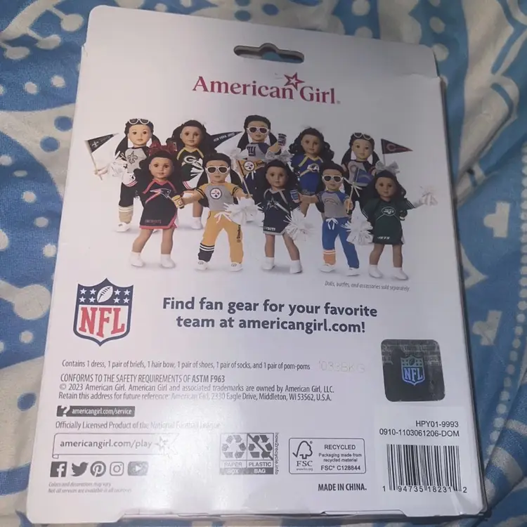 American Girl Doll Patriots Fan Gear collection Outfit