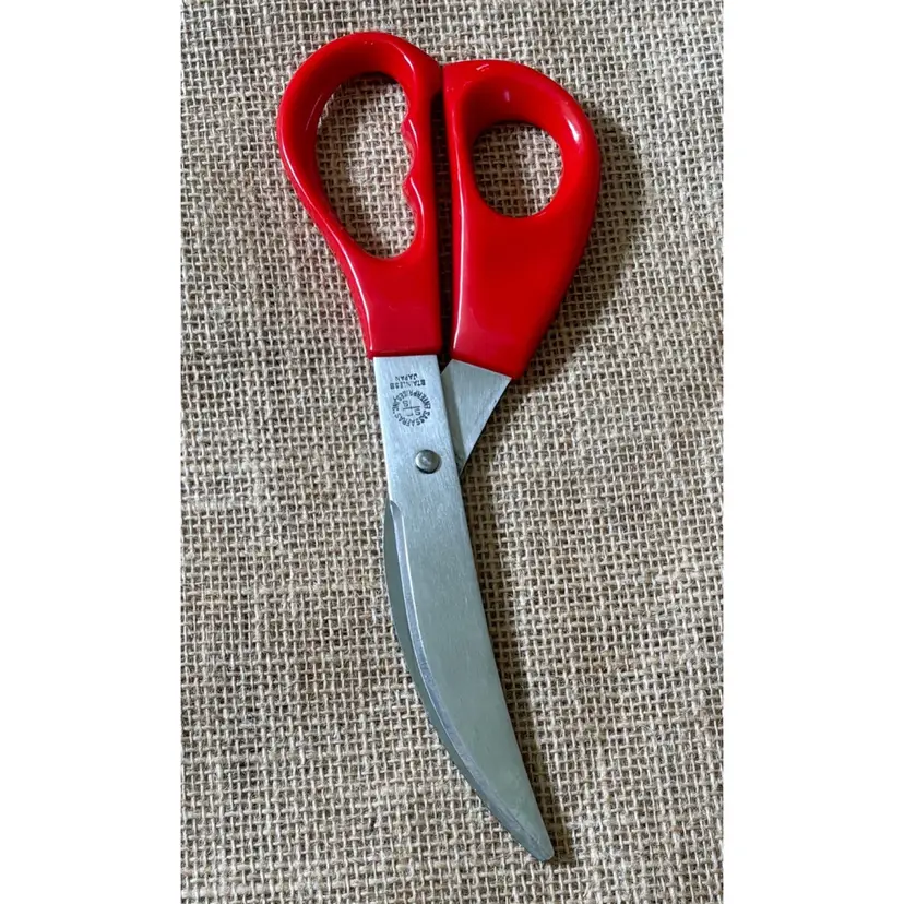 Sassafras Enterprises Stainless Steel Scissors Curved Kitchen Shears Red Handles
