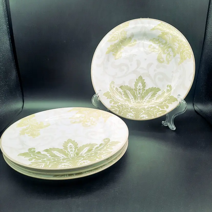 Noble Excellence Garden Scroll Ironstone Dinner Plates Set of 4