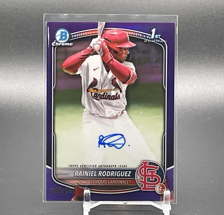 RAINIEL RODRIGUEZ 2025 Bowman Chrome #CPA-RR Purple Refractor Auto /250 - St. Louis Cardinals