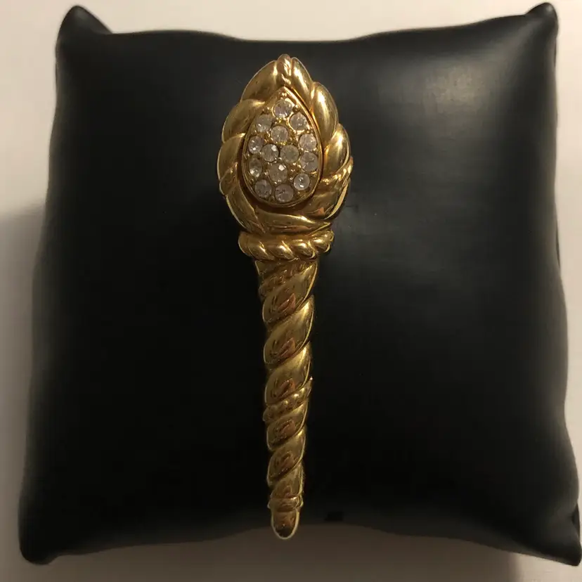 Vintage Gold-Tone & Jeweled Torch Brooch