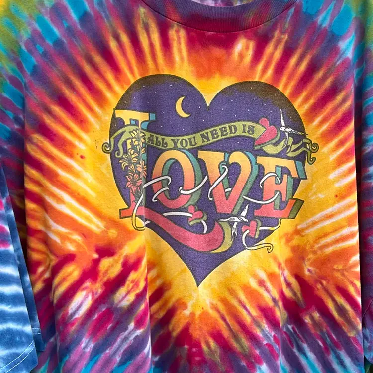 The Beatles All You Need Is Love Rainbow Tie-Dye T-Shirt. Size 3XL. A A A Hangtag.