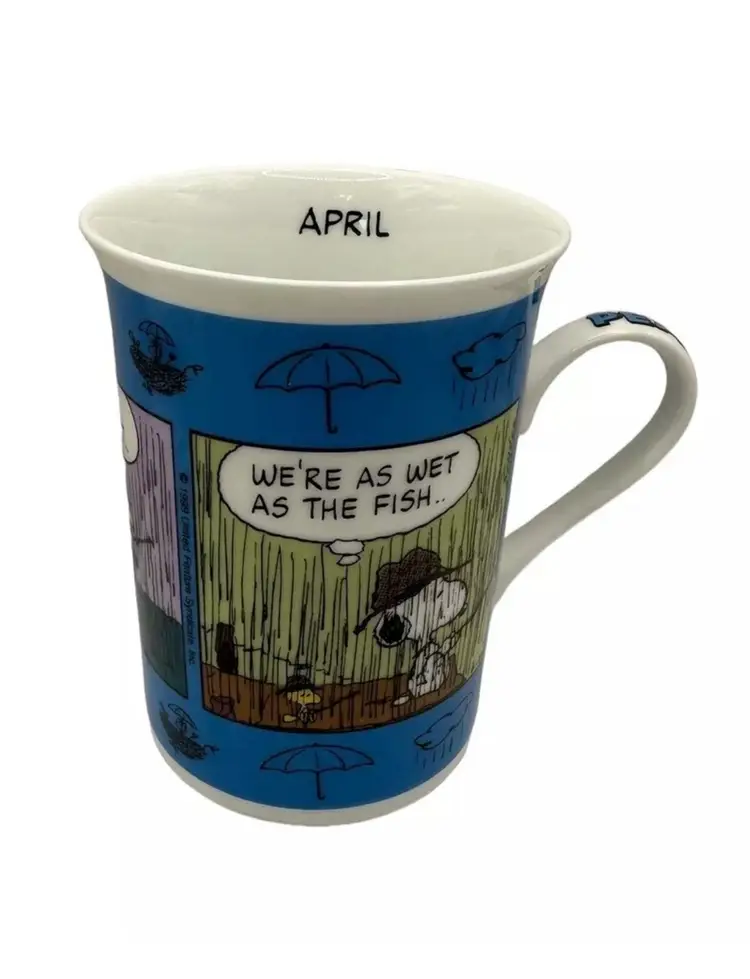 April Peanuts Calendar Coffee Cup Snoopy Danbury Mint Schulz Comic
