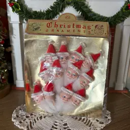 Vintage Christmas Santa Claus Heads Package Ties NOS Japan