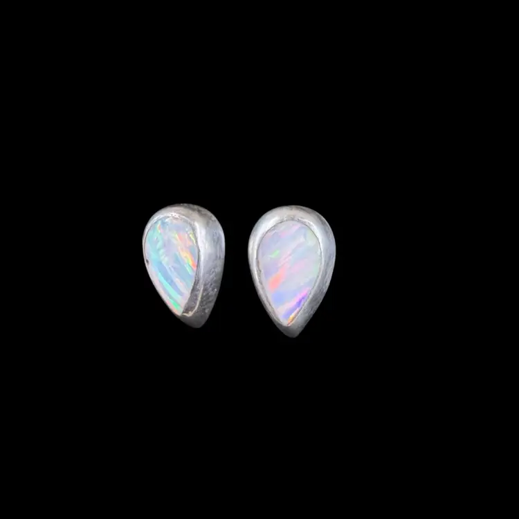 sterling silver And Opal teardrop earrings