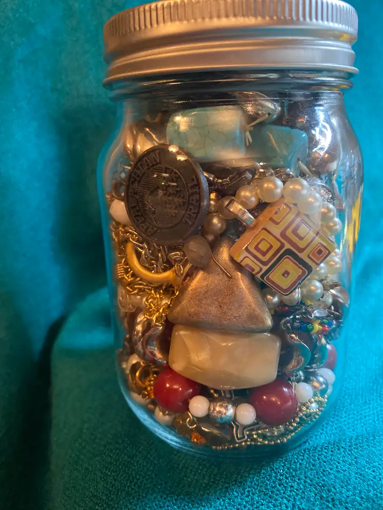 Pint jar of mixed generation fashion jewelry!