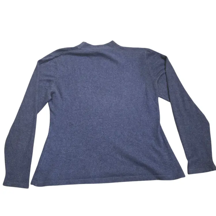 IceLandic Design Silk Cashmere Mock Neck Sweater Blue Soft Luxe Knit XL Womens