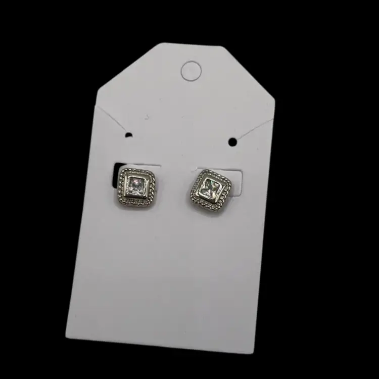 Silver tone Square Earrings
